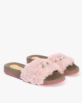 Faux fur best sale flip flops