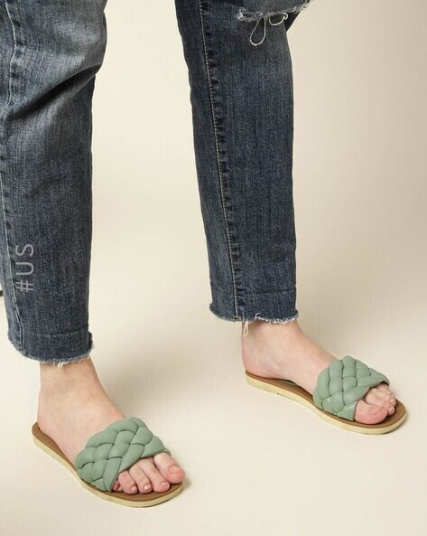 Textured Sandals with Peep-Toe