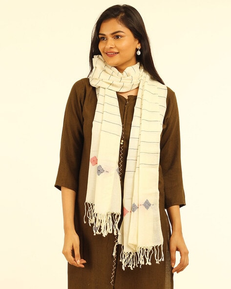 Handloom Merino Wool Jamdani Stole Price in India