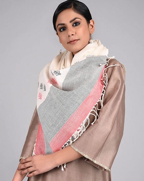 Handloom Merino Wool Jamdani Stole Price in India