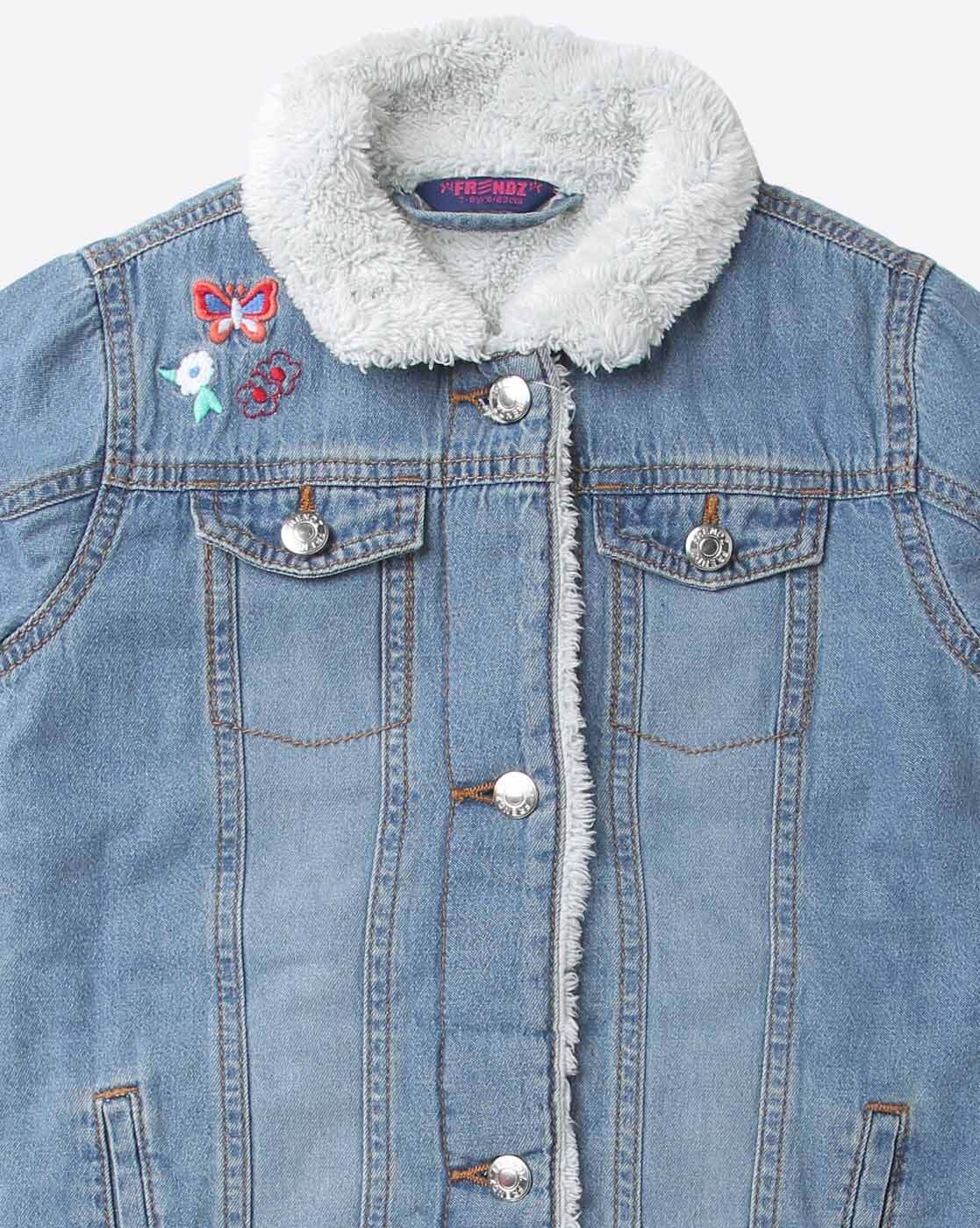 Boy's Wrangler® Western Styled Sherpa Lined Denim Jacket Rustic