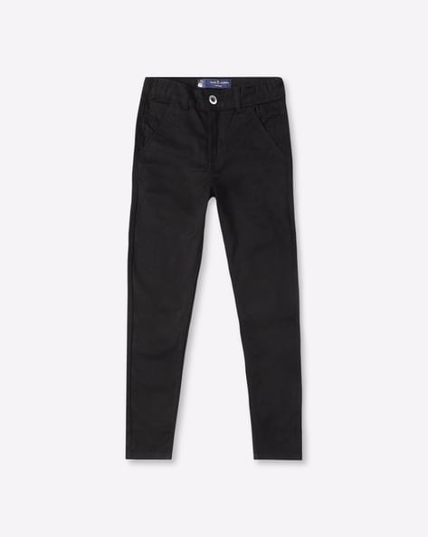 Boys/Mens Black Slim-Fit trousers with adjustable waist - JD Schoolwear