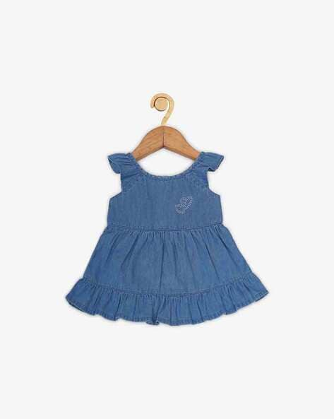 Buy Girls Half Sleeves Denim Dress And Tee Set Embroidered - Blue White  Online at Best Price | Mothercare India