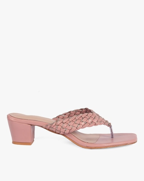 Woven double strap block best sale heel mules