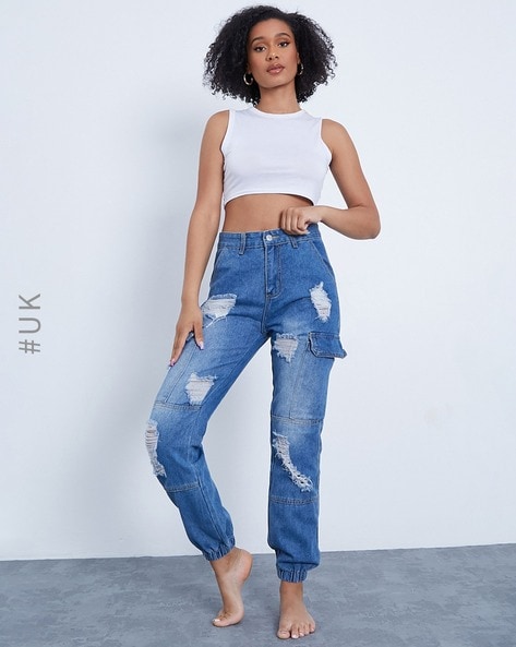 Jogger jeans discount with crop top