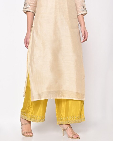 Straight Pants with Embellished Hem Price in India