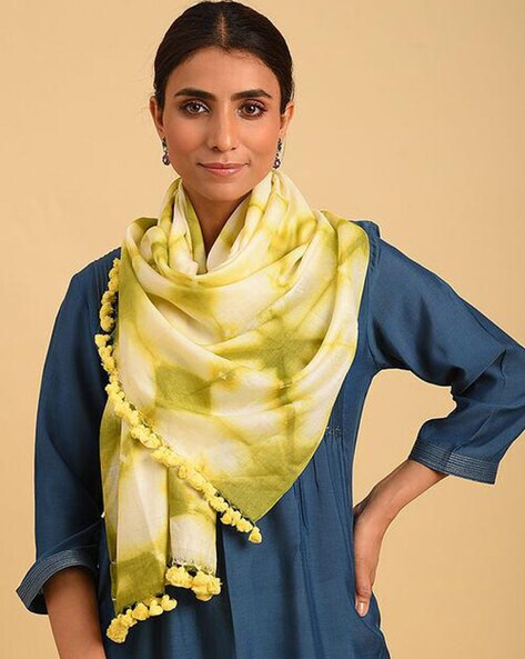 Handloom Silk Cotton Tie & Dye Shibori Stole Price in India