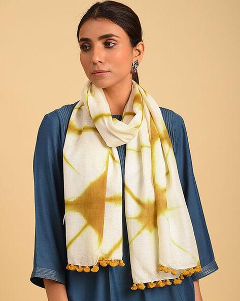 Handloom Silk Cotton Tie & Dye Shibori Stole Price in India