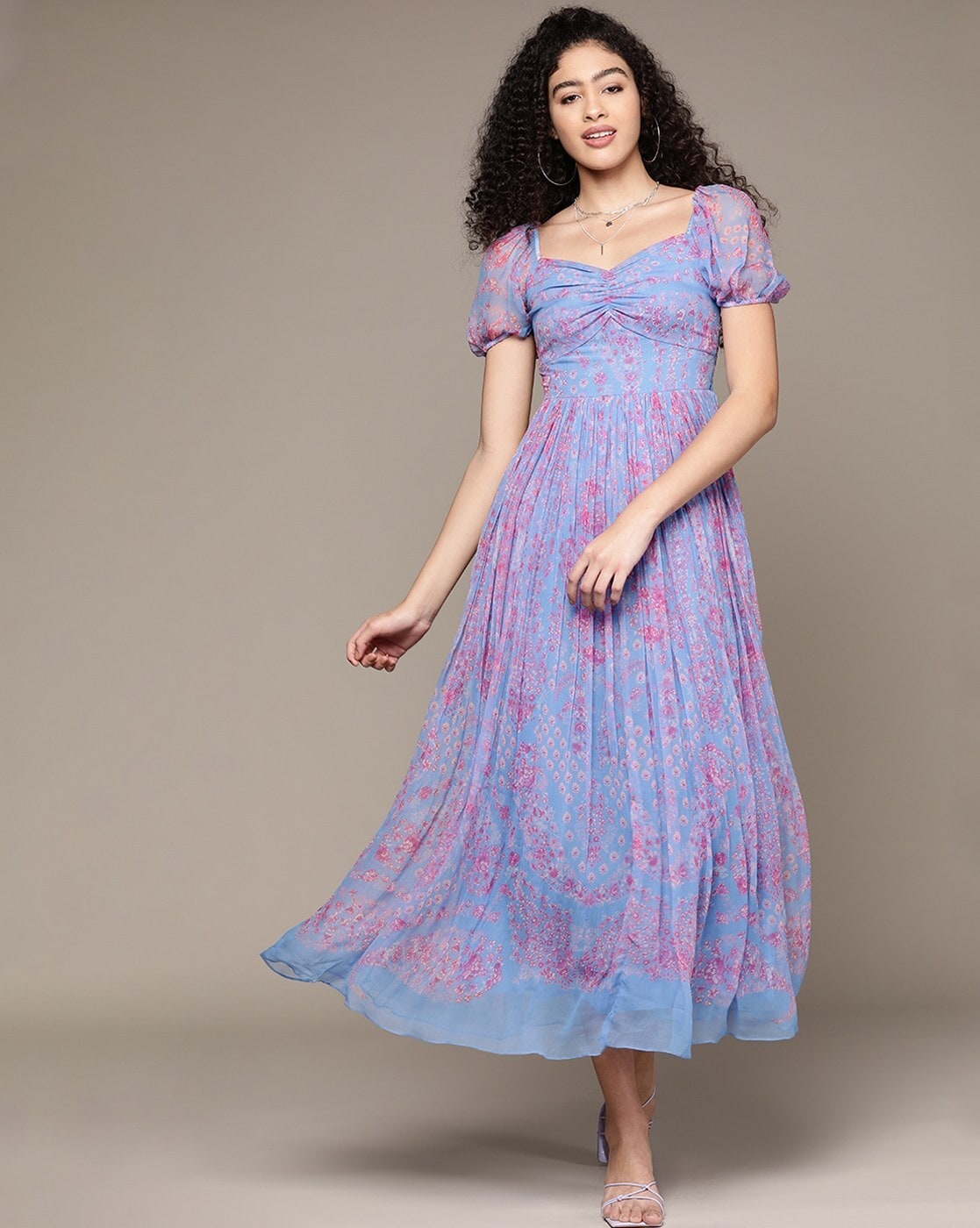 Buy Half Sleeve Printed Long Dress by LABEL RITU KUMAR at Ogaan Market  Online Shopping Site