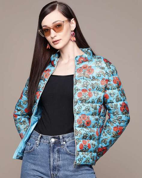 womens floral puffer jacket