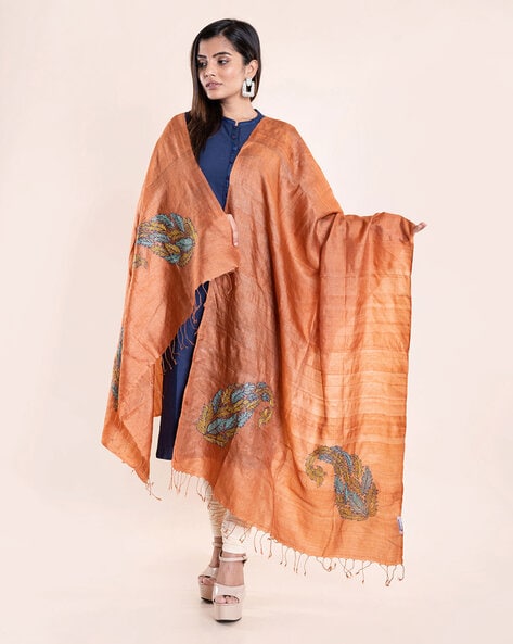 Kantha Stitch Silk Dupatta Price in India