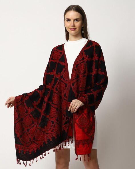 Ethnic Pattern Shawl with Hand-Tied Knots Price in India