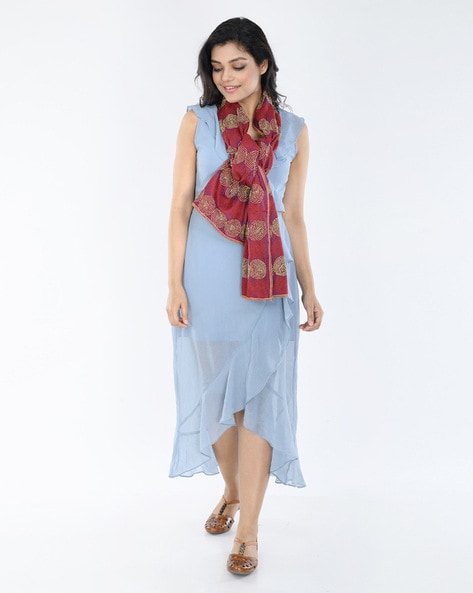 Textured Reversible Silk Kantha Stole Price in India
