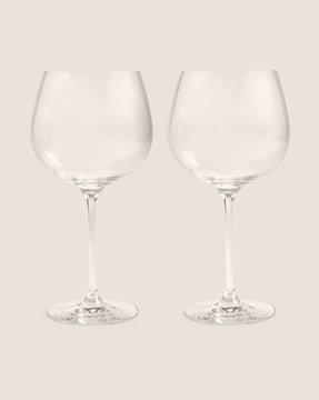 MIAMIO - 2 x 22 oz Gin Glass/Set of 2 Gin Glasses - Tonic Glasses Ideal for  Gin and Cocktails - Gift Set including Measuring Cup Glass and Stirring