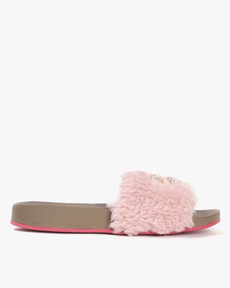 Lavender fur slides hot sale