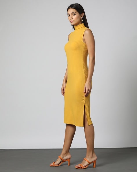 Mustard 2024 ribbed dress