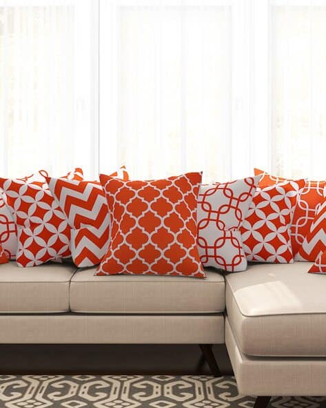 Buy Orange Cushions Pillows for Home Kitchen by SEJ BY NISHA