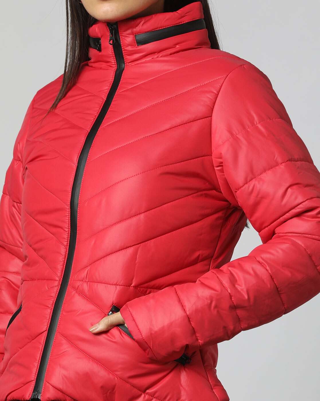 Women's quilted leather jacket biker red colour Geny | D'Arienzo