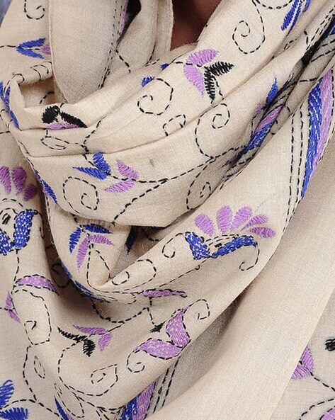 Floral Kantha Embroidered Stole Price in India