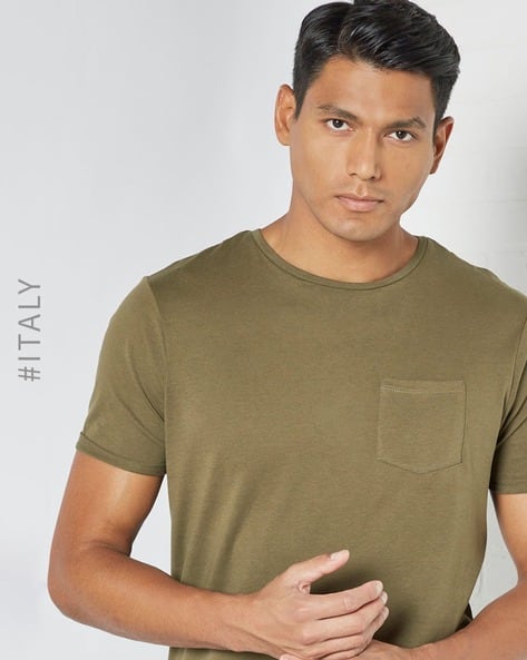 Crew-Neck T-shirt with Patch Pocket