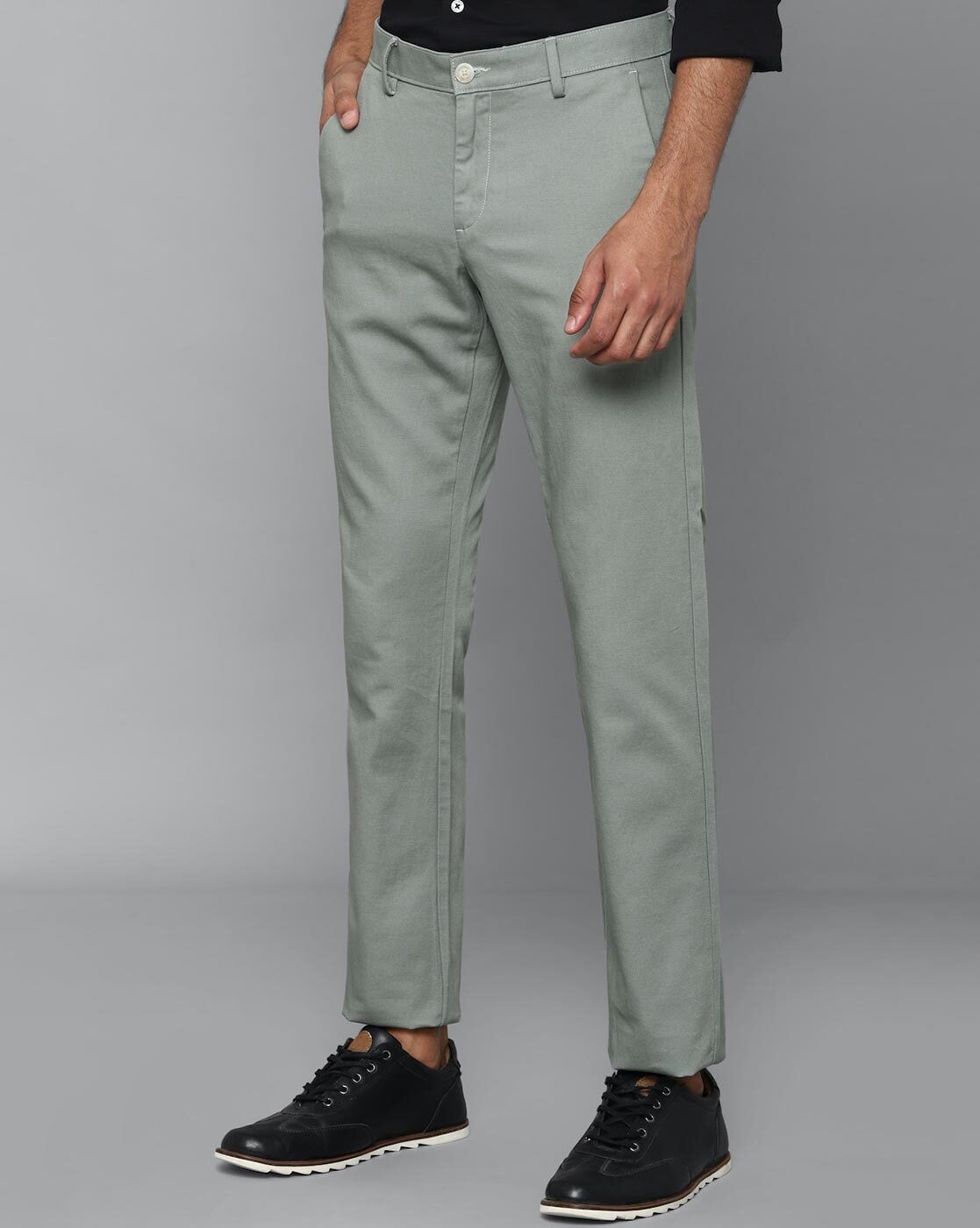 Buy ALLEN SOLLY Textured Cotton Blend Slim Fit Mens Work Wear Trousers   Shoppers Stop