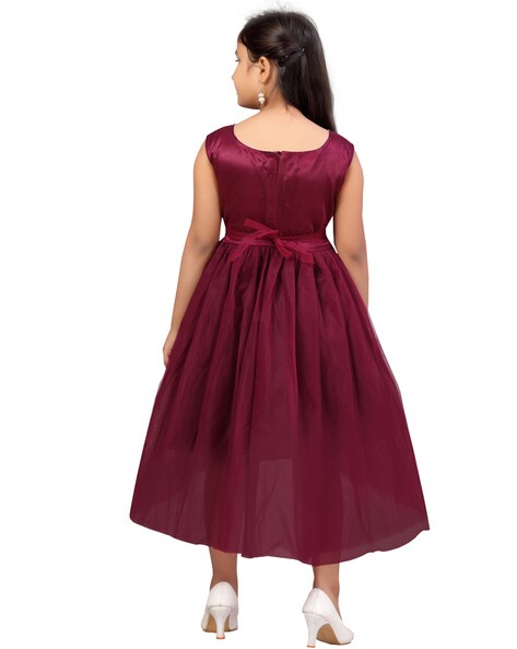 Wine Color Party Wear Designer Gown :: MY SHOPPY LADIES WEAR