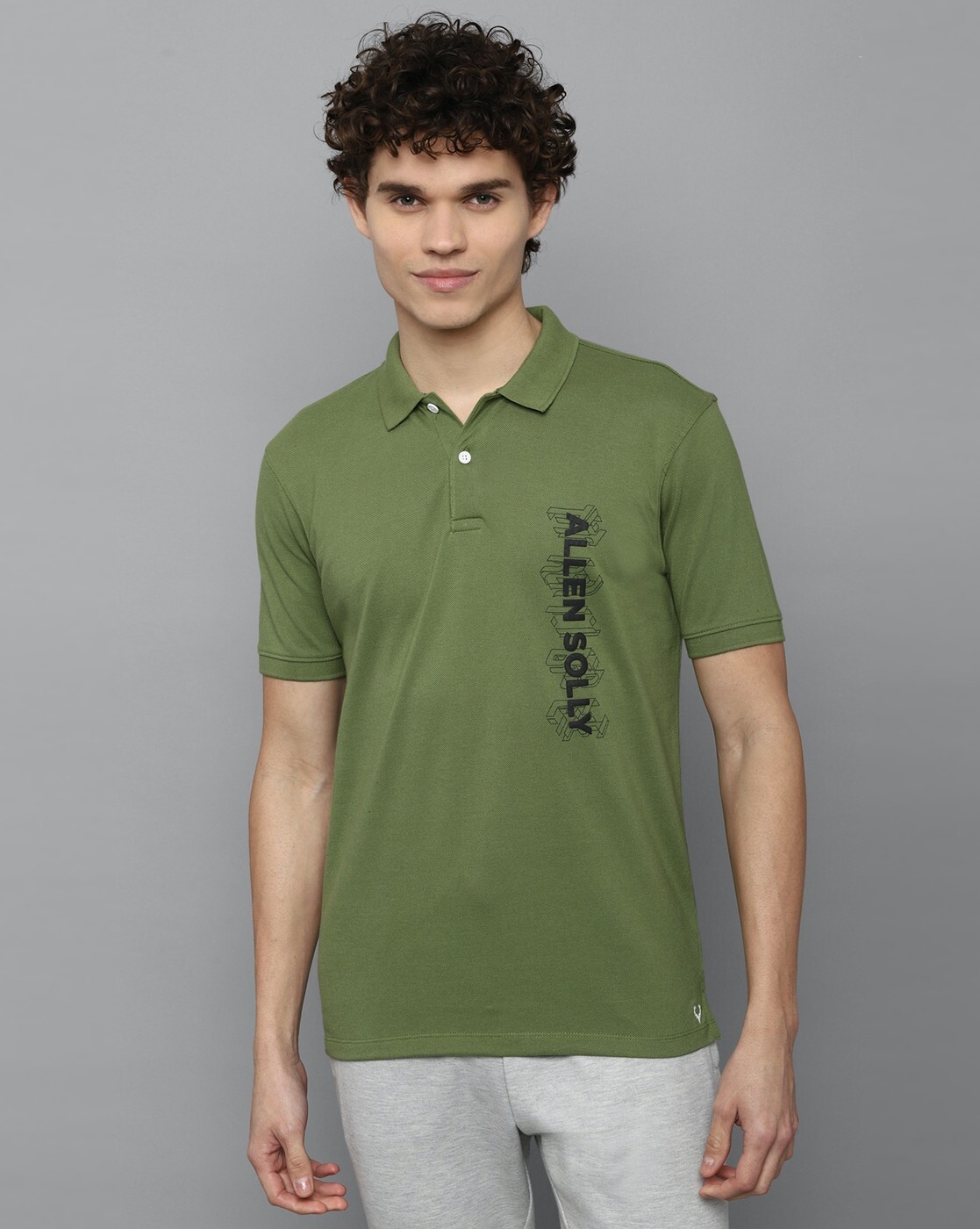 Allen Solly plain sea green cotton polo t shirt - G3-MTS16179