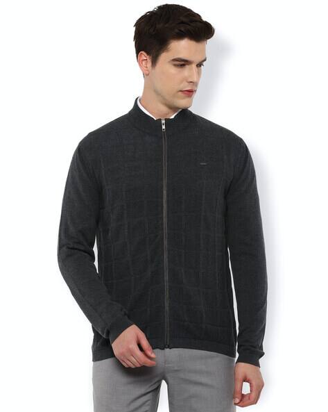 Checked Zip-Front Cotton Cardigan