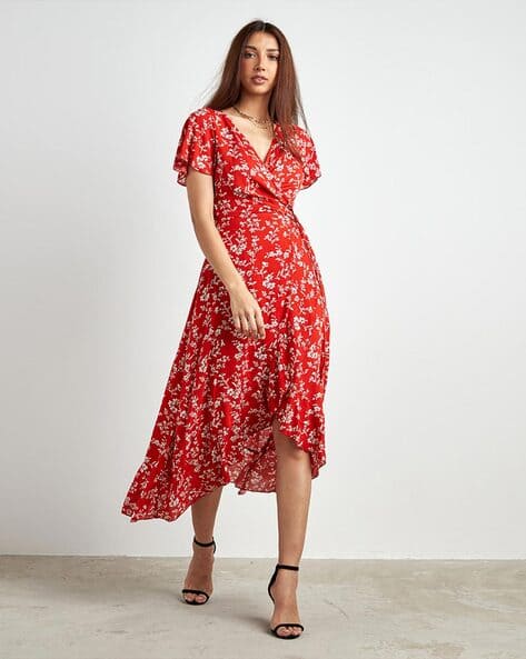 Red Midi Wrap Maternity Dress | Seraphine