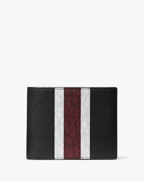 Buy Michael Kors Pebbled Leather and Logo Stripe Bi-Fold Wallet with  Passcase Gift Set | Black Color Men | AJIO LUXE