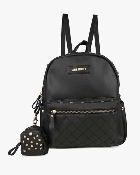 Steve madden best sale black leather backpack