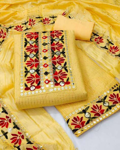 Embellished Unstitched Dress Material Price in India