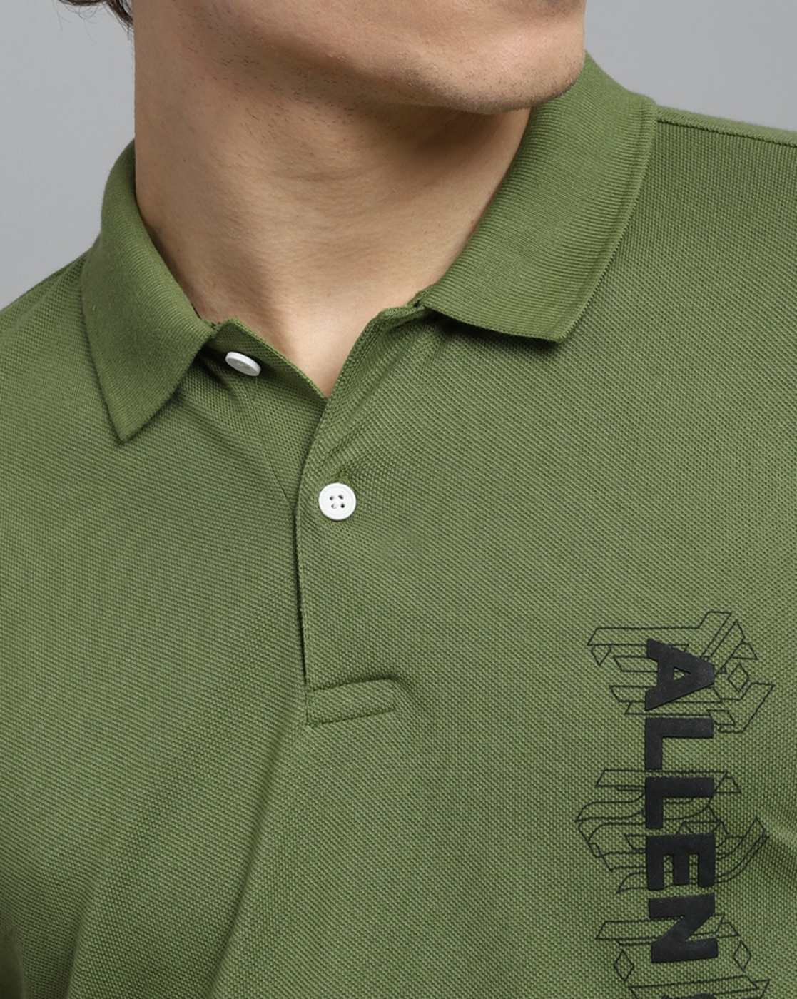 Allen Solly plain sea green cotton polo t shirt - G3-MTS16179
