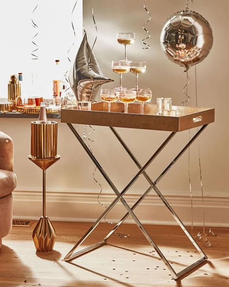 Buy West Elm Butler Tray Stand Tall Shiny Brass | Brown Color Home