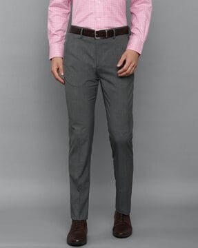 Shop WES Formals Textured Light Grey Slim Tapered Trousers Online  Westside