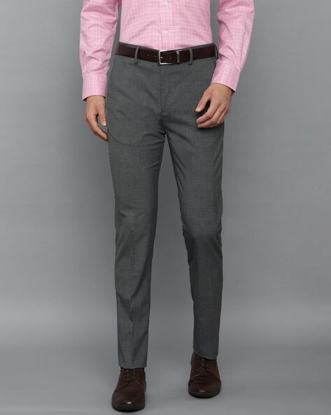 Americanelm MenS Light Grey Solid Slim Fit Stretchable Formal Trouser
