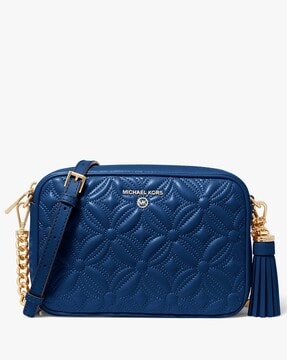 Buy Michael Kors Jet Set Medium Pebbled Leather Crossbody Bag | Blue Color  Women | AJIO LUXE