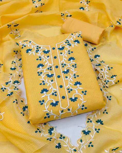 Embellished Unstitched Dress Material Price in India