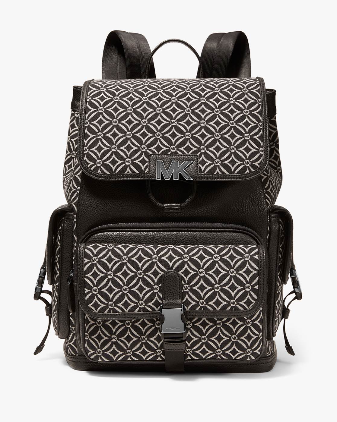 Michael Kors Maisie Xs 2 in 1 Backpack + Pouch Jacquard Logo Mk Leather Black