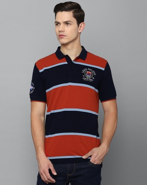 Buy Louis Philippe Jeans Men's Striped Slim fit T-Shirt