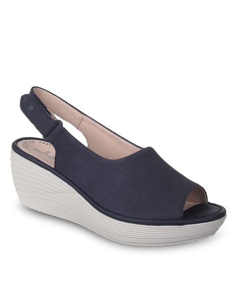 Clarks on sale navy wedges