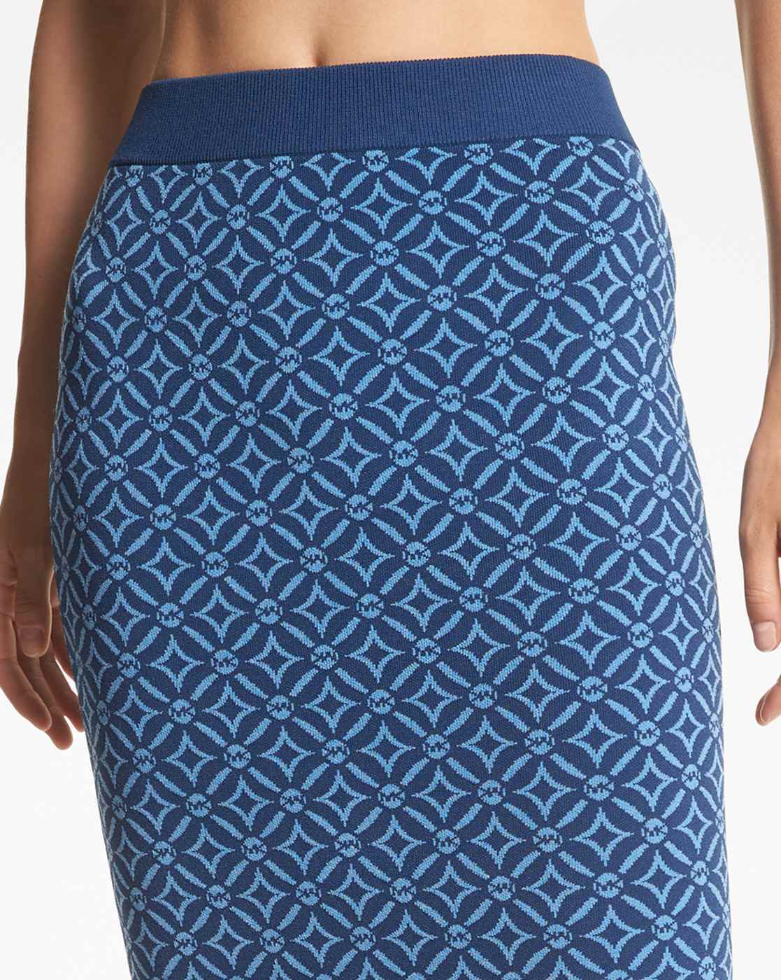 Buy Michael Kors Logo-Knit Pencil Skirt | Blue Color Women | AJIO LUXE