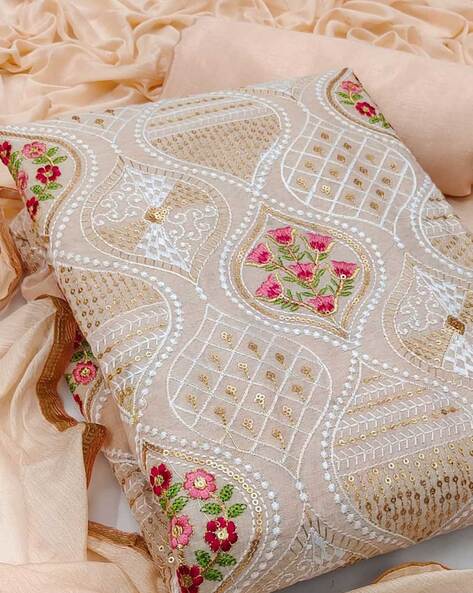 Embellished Unstitched Dress Material Price in India