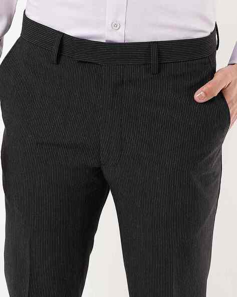 Buy Men Black Stripe Slim Fit Formal Trousers Online - 585979 | Peter  England