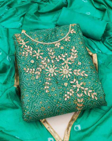 Embroidered 3-piece Unstitched Dress Material Price in India