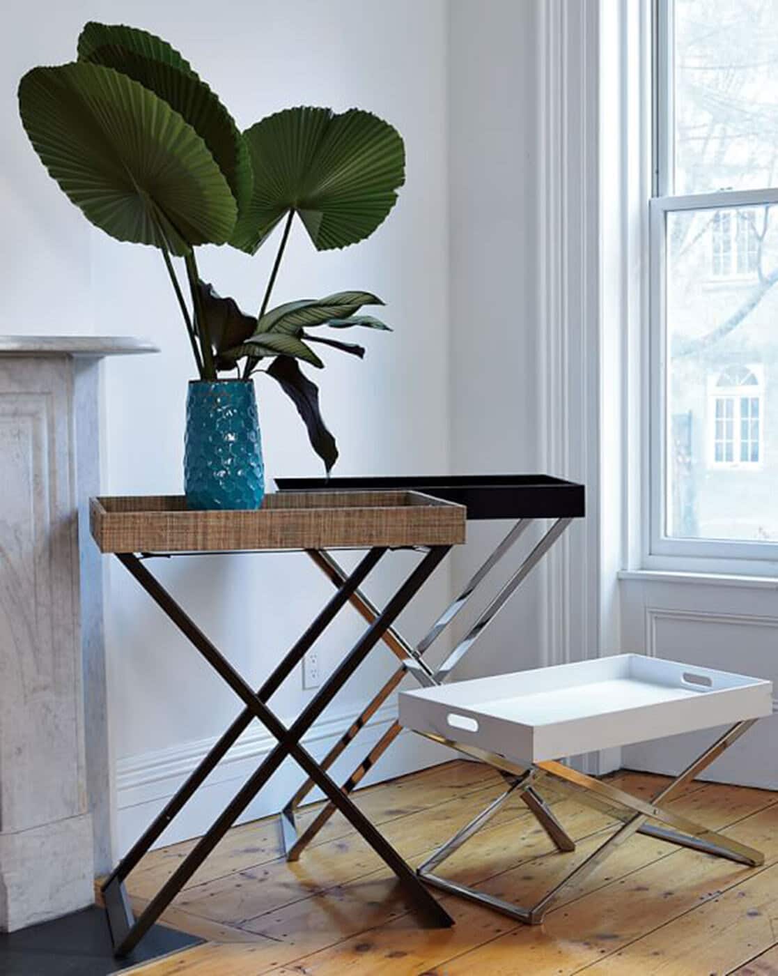 Buy West Elm Butler Tray Stand Tall Shiny Brass | Brown Color Home