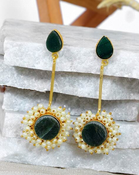 Dark Green Tourmaline Stud Earrings in 14k Yellow Gold - Filigree Jewelers