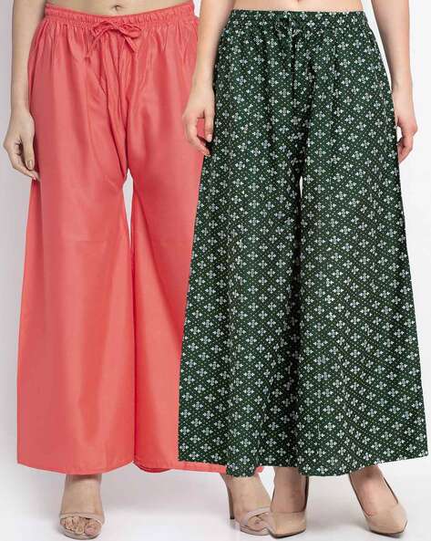 Buy Peach & Green Trousers & Pants for Women by GRACIT Online