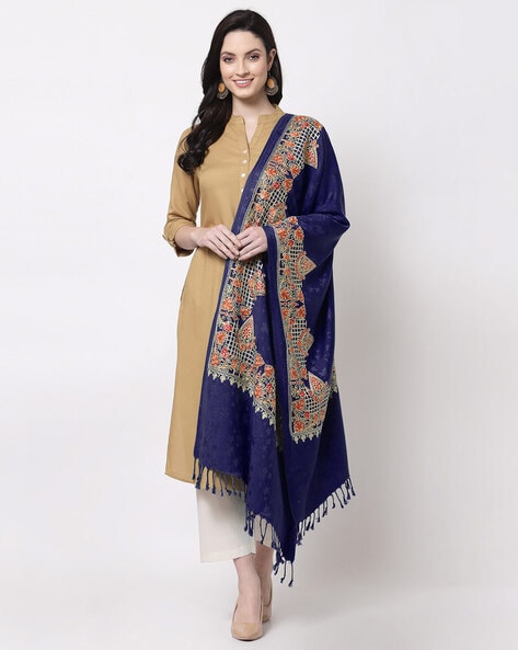 Embroidered Shawl with Tassels Price in India