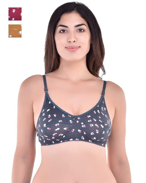 Buy Innocence Women's Padded Non Wired Bra-Melange Mehroon for Women Online  in India